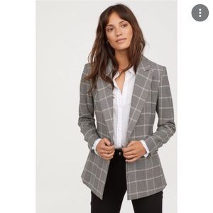 H&M gray checkered plaid blazer